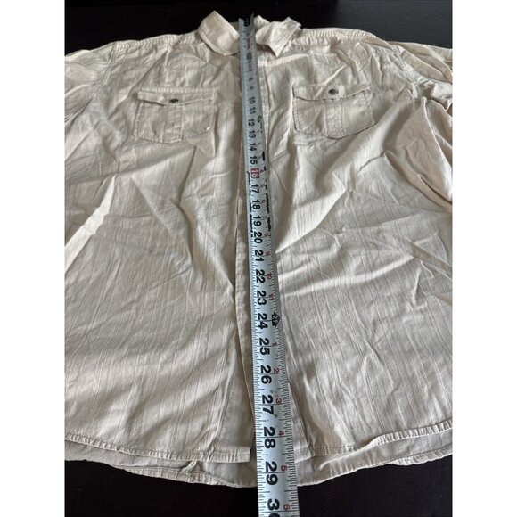 Blend Of America Mens XL Beige Short-Sleeve Button-Up Shirt With Pockets - Picture 6 of 8